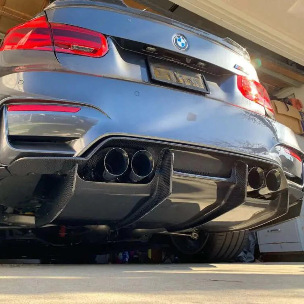 BMW F80 F82 M3 M4 PSM STYLE CARBON FIBER REAR DIFFUSER + REAR SPLITTER KIT