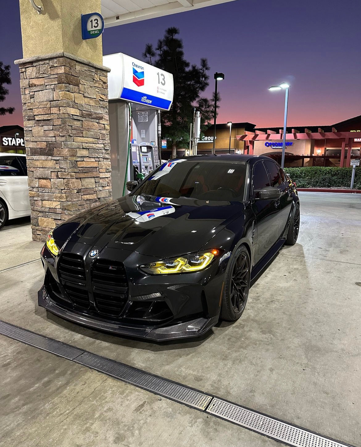 Cuztomtuning Gloss Black Front Bumper Lip Kit – For 2021-2025 BMW G80 M3 & G82 M4 (3-Piece Style)